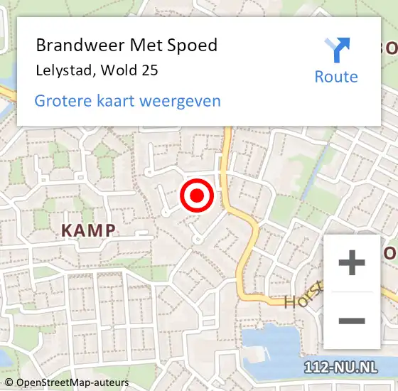 Locatie op kaart van de 112 melding: Brandweer Met Spoed Naar Lelystad, Wold 25 op 11 november 2024 17:40