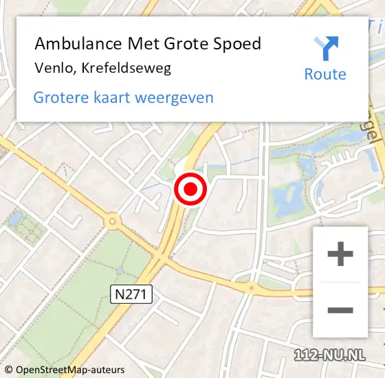 Locatie op kaart van de 112 melding: Ambulance Met Grote Spoed Naar Venlo, Krefeldseweg op 11 november 2024 18:02