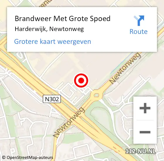 Locatie op kaart van de 112 melding: Brandweer Met Grote Spoed Naar Harderwijk, Newtonweg op 11 november 2024 18:07