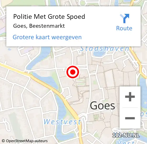 Locatie op kaart van de 112 melding: Politie Met Grote Spoed Naar Goes, Beestenmarkt op 11 november 2024 18:19