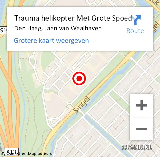 Locatie op kaart van de 112 melding: Trauma helikopter Met Grote Spoed Naar Den Haag, Laan van Waalhaven op 11 november 2024 18:27