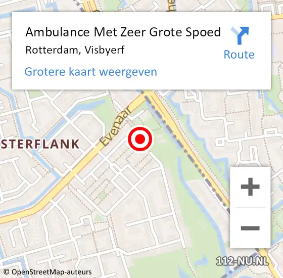 Locatie op kaart van de 112 melding: Ambulance Met Zeer Grote Spoed Naar Rotterdam, Visbyerf op 11 november 2024 18:40