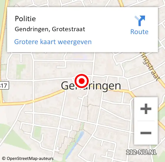 Locatie op kaart van de 112 melding: Politie Gendringen, Grotestraat op 11 november 2024 18:41