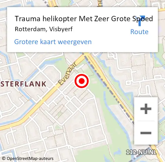 Locatie op kaart van de 112 melding: Trauma helikopter Met Zeer Grote Spoed Naar Rotterdam, Visbyerf op 11 november 2024 18:48