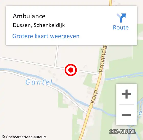 Locatie op kaart van de 112 melding: Ambulance Dussen, Schenkeldijk op 26 oktober 2014 16:56