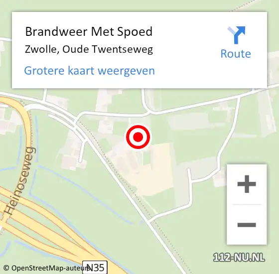 Locatie op kaart van de 112 melding: Brandweer Met Spoed Naar Zwolle, Oude Twentseweg op 11 november 2024 19:17