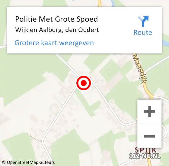 Locatie op kaart van de 112 melding: Politie Met Grote Spoed Naar Wijk en Aalburg, den Oudert op 11 november 2024 19:18