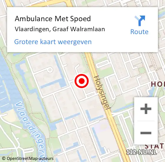 Locatie op kaart van de 112 melding: Ambulance Met Spoed Naar Vlaardingen, Graaf Walramlaan op 11 november 2024 19:19