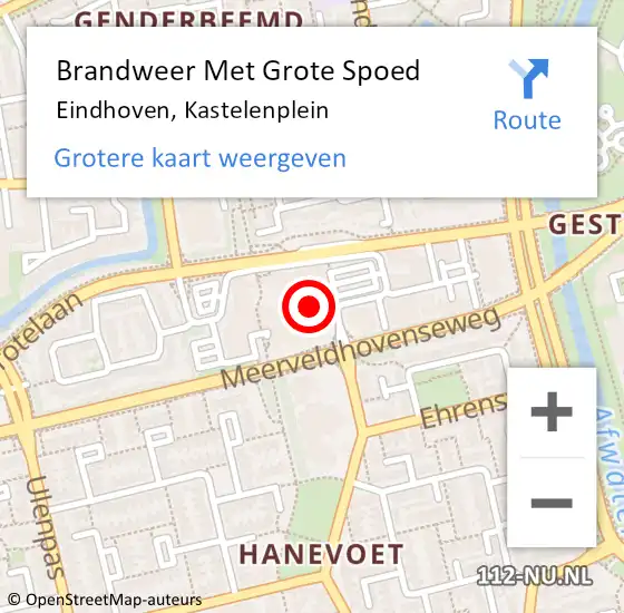 Locatie op kaart van de 112 melding: Brandweer Met Grote Spoed Naar Eindhoven, Kastelenplein op 11 november 2024 19:20