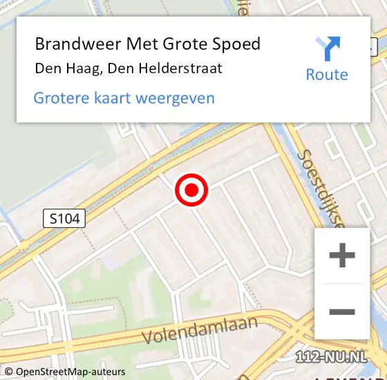 Locatie op kaart van de 112 melding: Brandweer Met Grote Spoed Naar Den Haag, Den Helderstraat op 11 november 2024 19:32