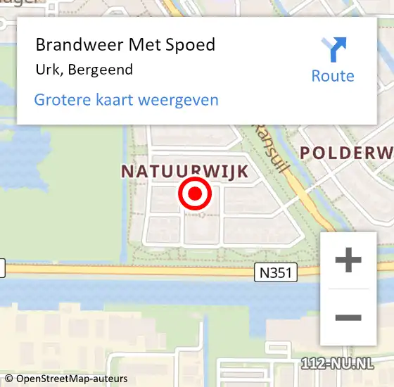 Locatie op kaart van de 112 melding: Brandweer Met Spoed Naar Urk, Bergeend op 11 november 2024 19:35