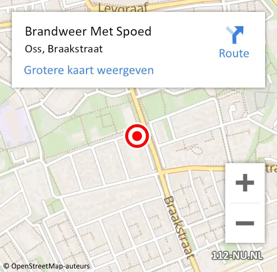 Locatie op kaart van de 112 melding: Brandweer Met Spoed Naar Oss, Braakstraat op 11 november 2024 19:38