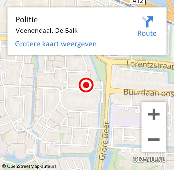 Locatie op kaart van de 112 melding: Politie Veenendaal, De Balk op 11 november 2024 19:38