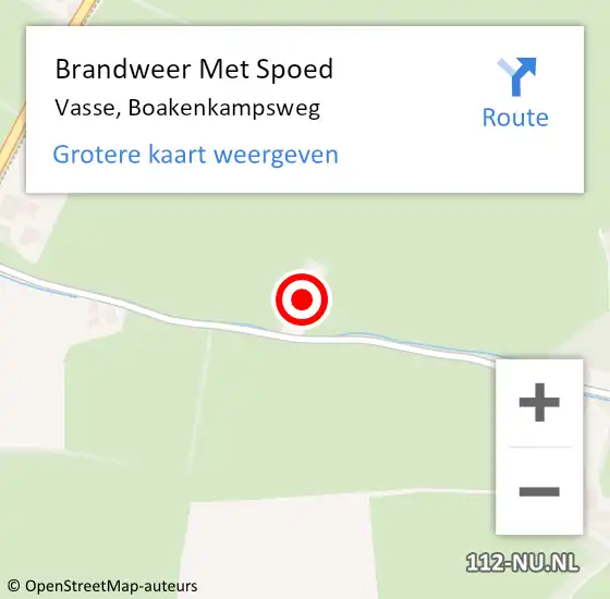 Locatie op kaart van de 112 melding: Brandweer Met Spoed Naar Vasse, Boakenkampsweg op 11 november 2024 19:43