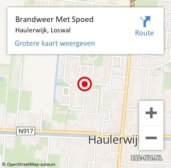 Locatie op kaart van de 112 melding: Brandweer Met Spoed Naar Haulerwijk, Loswal op 11 november 2024 19:45