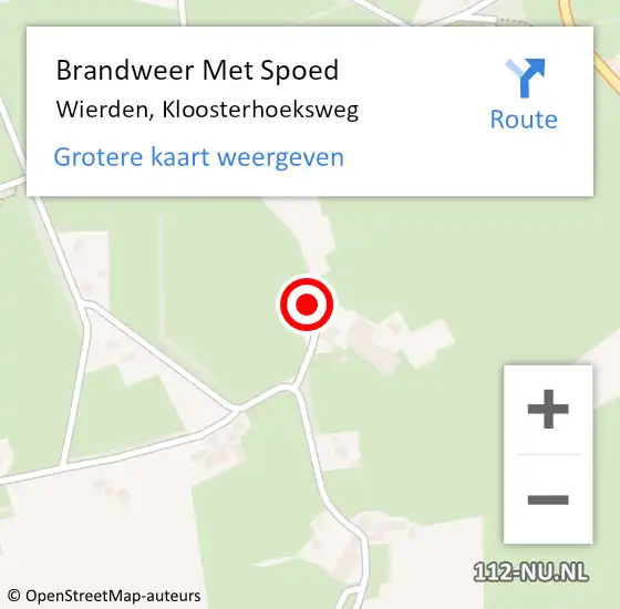 Locatie op kaart van de 112 melding: Brandweer Met Spoed Naar Wierden, Kloosterhoeksweg op 11 november 2024 19:46