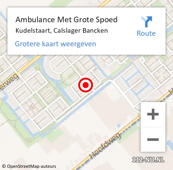 Locatie op kaart van de 112 melding: Ambulance Met Grote Spoed Naar Kudelstaart, Calslager Bancken op 11 november 2024 20:06