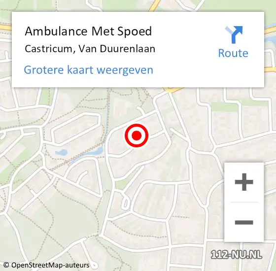 Locatie op kaart van de 112 melding: Ambulance Met Spoed Naar Castricum, Van Duurenlaan op 11 november 2024 20:10