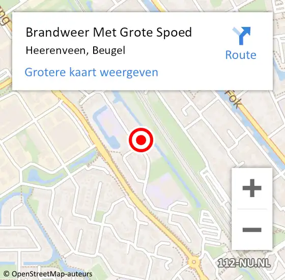 Locatie op kaart van de 112 melding: Brandweer Met Grote Spoed Naar Heerenveen, Beugel op 11 november 2024 20:15