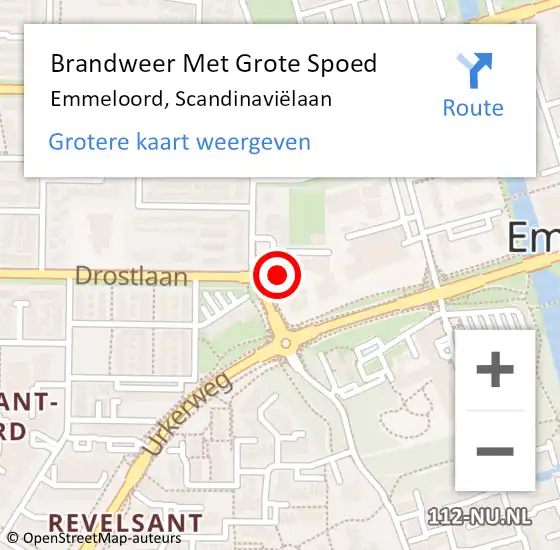 Locatie op kaart van de 112 melding: Brandweer Met Grote Spoed Naar Emmeloord, Scandinaviëlaan op 11 november 2024 20:27