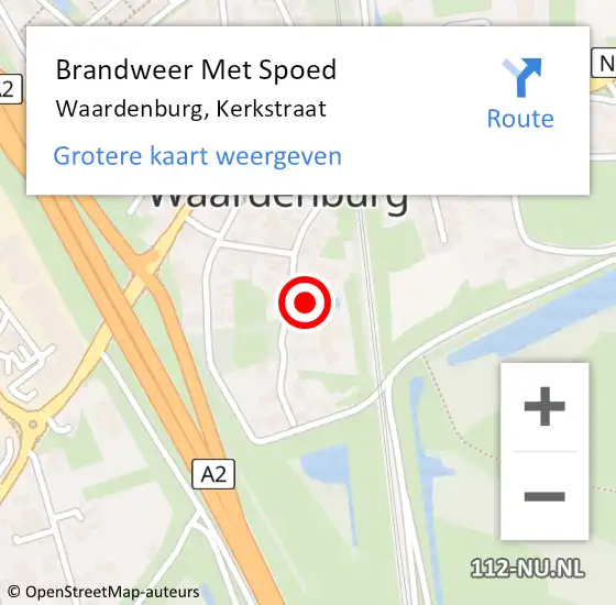 Locatie op kaart van de 112 melding: Brandweer Met Spoed Naar Waardenburg, Kerkstraat op 11 november 2024 20:31