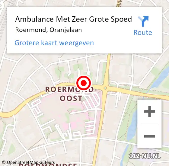 Locatie op kaart van de 112 melding: Ambulance Met Zeer Grote Spoed Naar Roermond, Oranjelaan op 11 november 2024 20:39