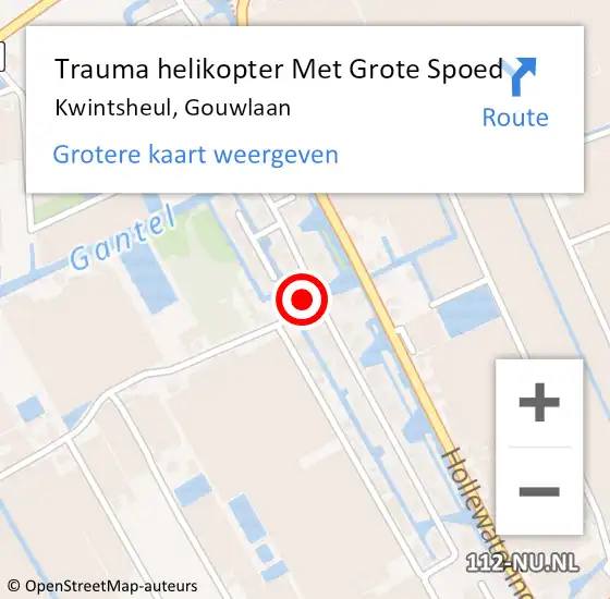 Locatie op kaart van de 112 melding: Trauma helikopter Met Grote Spoed Naar Kwintsheul, Gouwlaan op 11 november 2024 21:43