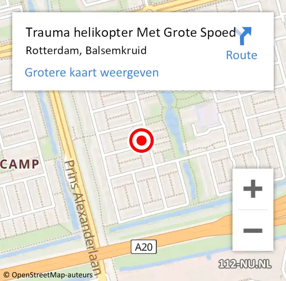 Locatie op kaart van de 112 melding: Trauma helikopter Met Grote Spoed Naar Rotterdam, Balsemkruid op 11 november 2024 21:50