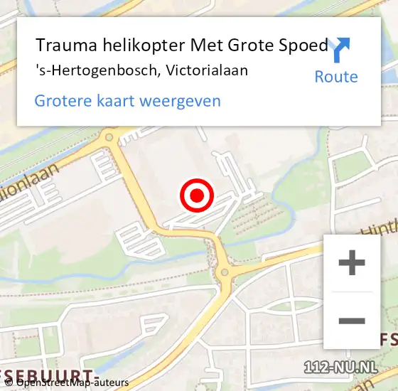 Locatie op kaart van de 112 melding: Trauma helikopter Met Grote Spoed Naar 's-Hertogenbosch, Victorialaan op 11 november 2024 21:51