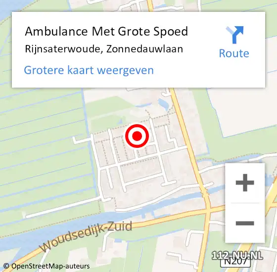 Locatie op kaart van de 112 melding: Ambulance Met Grote Spoed Naar Rijnsaterwoude, Zonnedauwlaan op 11 november 2024 22:29