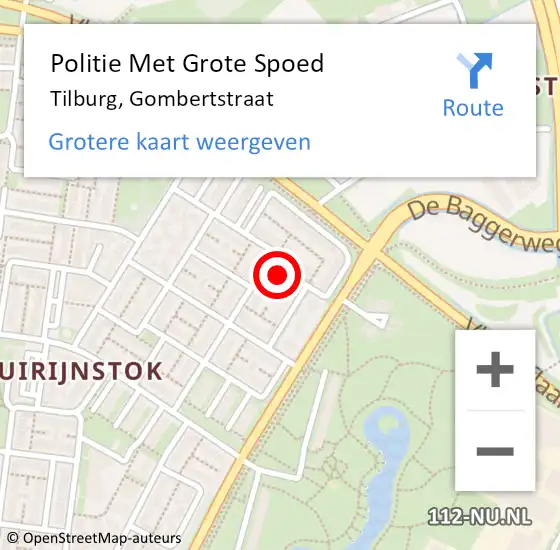 Locatie op kaart van de 112 melding: Politie Met Grote Spoed Naar Tilburg, Gombertstraat op 11 november 2024 22:37