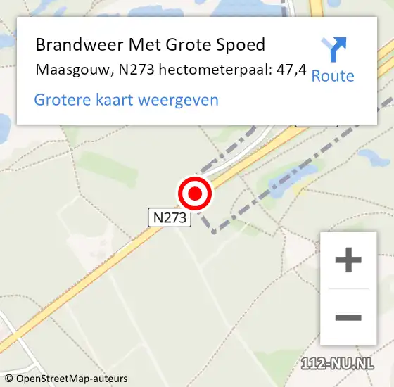 Locatie op kaart van de 112 melding: Brandweer Met Grote Spoed Naar Maasgouw, N273 hectometerpaal: 47,4 op 12 november 2024 00:13