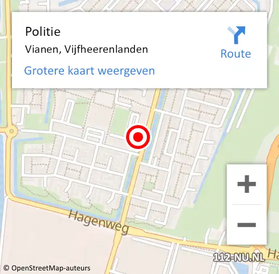 Locatie op kaart van de 112 melding: Politie Vianen, Vijfheerenlanden op 12 november 2024 00:23