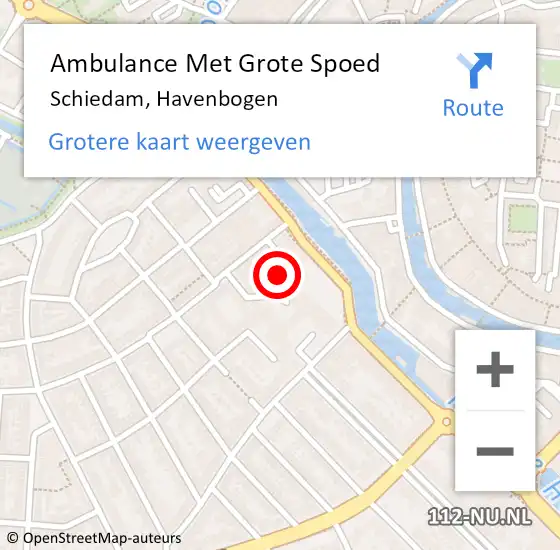 Locatie op kaart van de 112 melding: Ambulance Met Grote Spoed Naar Schiedam, Havenbogen op 12 november 2024 00:55