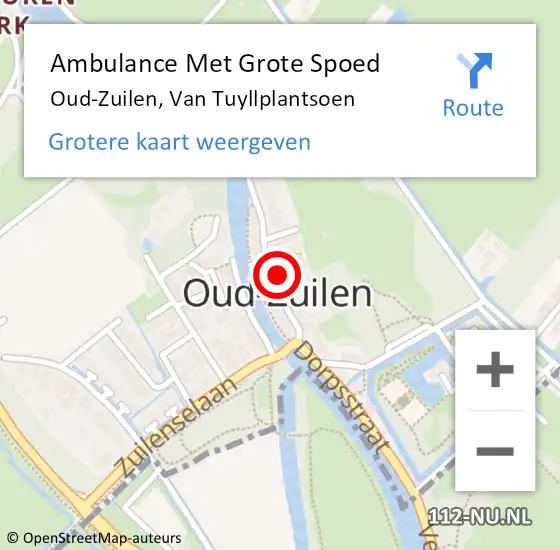 Locatie op kaart van de 112 melding: Ambulance Met Grote Spoed Naar Oud-Zuilen, Van Tuyllplantsoen op 18 oktober 2013 20:21