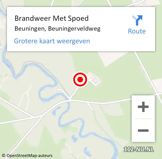 Locatie op kaart van de 112 melding: Brandweer Met Spoed Naar Beuningen, Beuningerveldweg op 12 november 2024 02:29