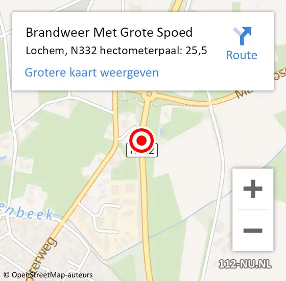 Locatie op kaart van de 112 melding: Brandweer Met Grote Spoed Naar Lochem, N332 hectometerpaal: 25,5 op 12 november 2024 02:37