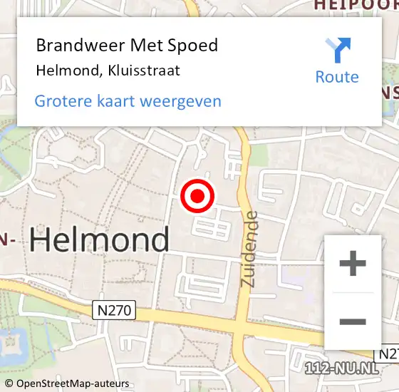 Locatie op kaart van de 112 melding: Brandweer Met Spoed Naar Helmond, Kluisstraat op 12 november 2024 02:52