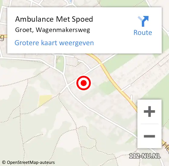 Locatie op kaart van de 112 melding: Ambulance Met Spoed Naar Groet, Wagenmakersweg op 12 november 2024 04:52