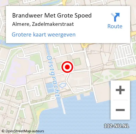 Locatie op kaart van de 112 melding: Brandweer Met Grote Spoed Naar Almere, Zadelmakerstraat op 12 november 2024 05:12