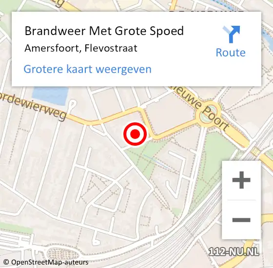 Locatie op kaart van de 112 melding: Brandweer Met Grote Spoed Naar Amersfoort, Flevostraat op 12 november 2024 05:14