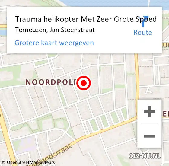 Locatie op kaart van de 112 melding: Trauma helikopter Met Zeer Grote Spoed Naar Terneuzen, Jan Steenstraat op 12 november 2024 05:47