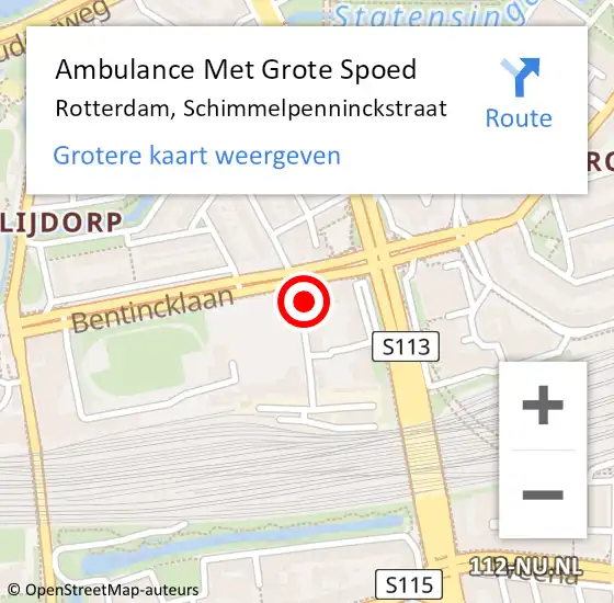 Locatie op kaart van de 112 melding: Ambulance Met Grote Spoed Naar Rotterdam, Schimmelpenninckstraat op 12 november 2024 06:30