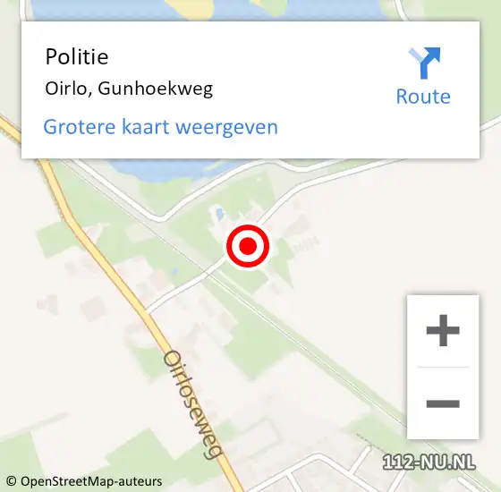 Locatie op kaart van de 112 melding: Politie Oirlo, Gunhoekweg op 12 november 2024 07:34