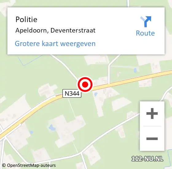 Locatie op kaart van de 112 melding: Politie Apeldoorn, Deventerstraat op 12 november 2024 07:35