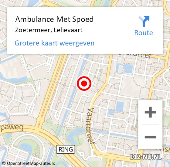 Locatie op kaart van de 112 melding: Ambulance Met Spoed Naar Zoetermeer, Lelievaart op 12 november 2024 08:26