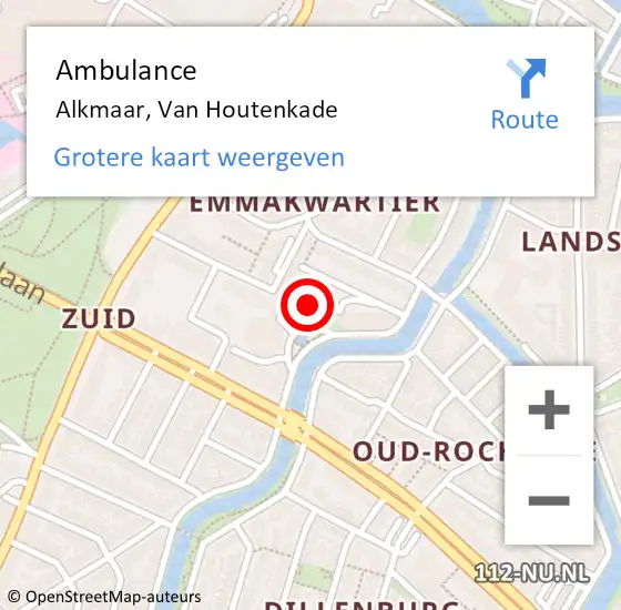 Locatie op kaart van de 112 melding: Ambulance Alkmaar, Van Houtenkade op 12 november 2024 08:27