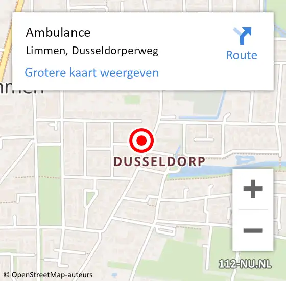 Locatie op kaart van de 112 melding: Ambulance Limmen, Dusseldorperweg op 12 november 2024 08:35