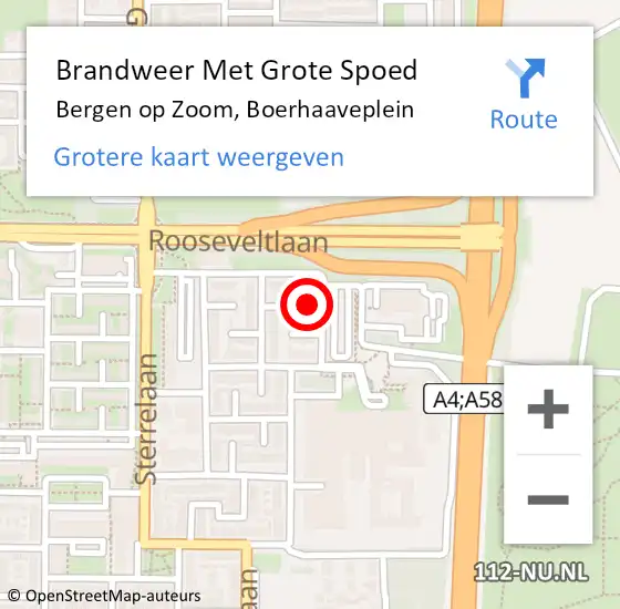 Locatie op kaart van de 112 melding: Brandweer Met Grote Spoed Naar Bergen op Zoom, Boerhaaveplein op 12 november 2024 08:46