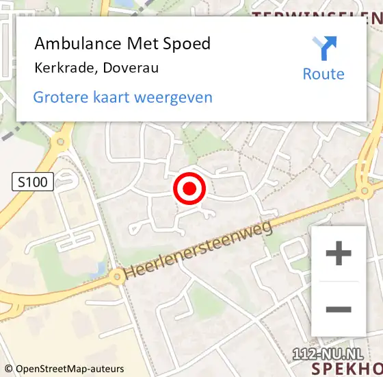 Locatie op kaart van de 112 melding: Ambulance Met Spoed Naar Kerkrade, Doverau op 26 oktober 2014 17:46